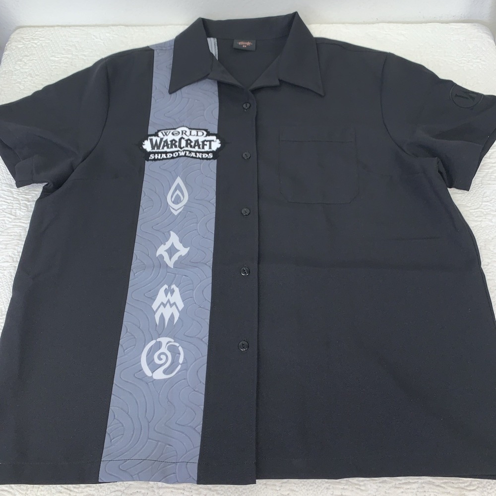 Steady Shirt 2XL World Of Warcraft Button Up Shadowlands Black Gamer Retro‎